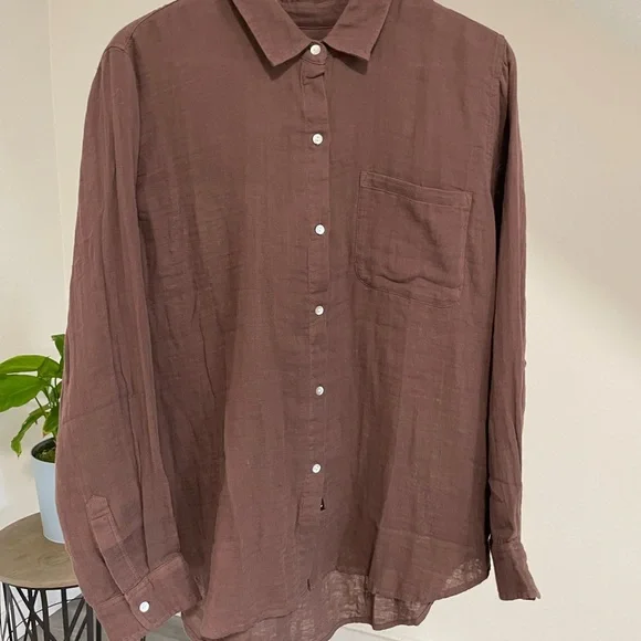 NWT Rails Chocolate Brown Button-Up Women's Top Light cotton Large - Picture 6 of 10